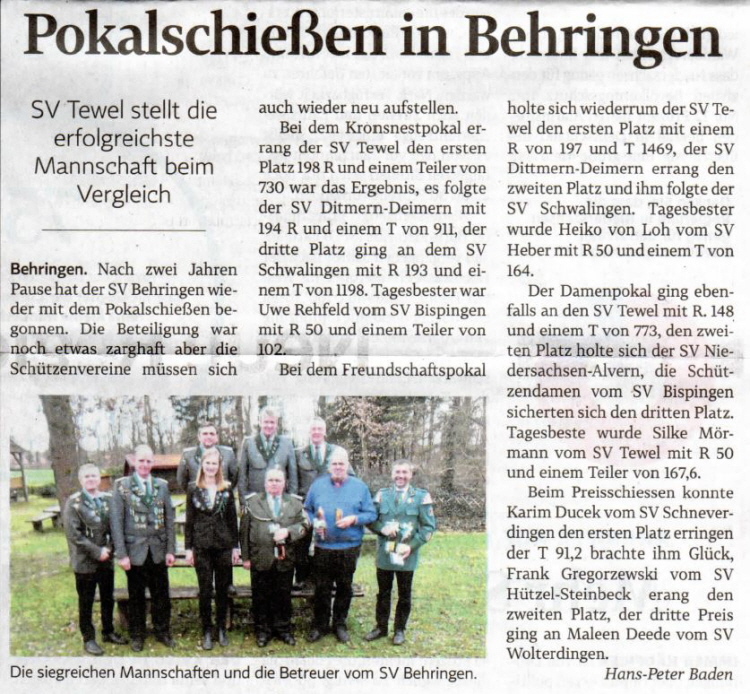 Pokalschießen in Behringen 2022