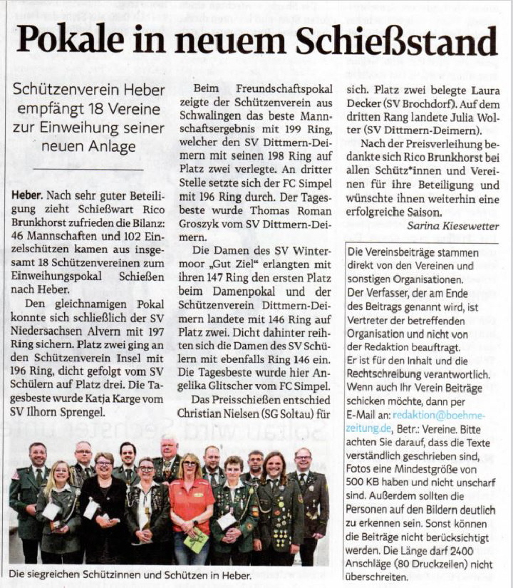 Pokalschießen in Heber 2022